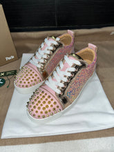 Load image into Gallery viewer, Pink Sparkly Red Bottom Trainers