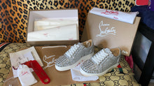 Load image into Gallery viewer, Silver Glittery Studded Trainers