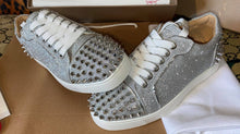 Load image into Gallery viewer, Silver Glittery Studded Trainers