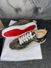 Load image into Gallery viewer, Gold Metallic Studded Trainers
