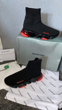 Load image into Gallery viewer, Black & Red Sock Trainers
