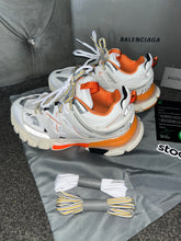 Load image into Gallery viewer, White & Orange Track Trainers