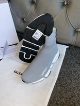 Load image into Gallery viewer, Grey & White Sock Trainers