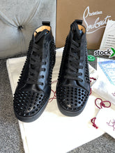 Load image into Gallery viewer, Black Leather Studded High Trainers