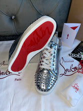 Load image into Gallery viewer, Silver Metallic Studded Trainers