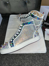 Load image into Gallery viewer, Silver Diamond Studded High Trainers