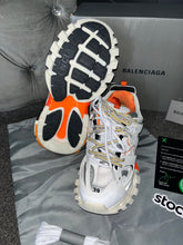 Load image into Gallery viewer, White & Orange Track Trainers