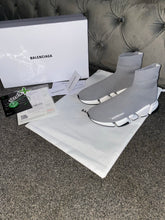 Load image into Gallery viewer, Grey & White Sock Trainers