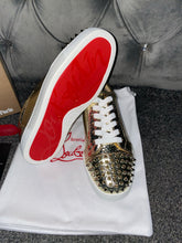 Load image into Gallery viewer, Gold Metallic Studded Trainers