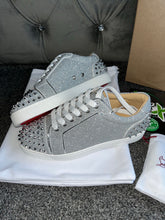 Load image into Gallery viewer, Silver Glittery Studded Trainers