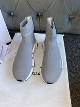 Load image into Gallery viewer, Grey & White Sock Trainers