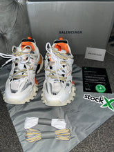 Load image into Gallery viewer, White & Orange Track Trainers
