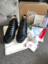 Load image into Gallery viewer, Black Leather Studded High Trainers