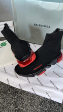 Load image into Gallery viewer, Black & Red Sock Trainers