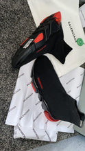 Load image into Gallery viewer, Black & Red Sock Trainers