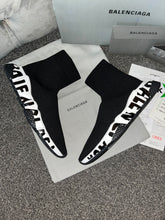 Load image into Gallery viewer, Black Writing Sock Trainers