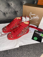Load image into Gallery viewer, Red Suede Studded Trainers