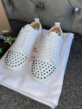 Load image into Gallery viewer, White Glittery Studded Trainers