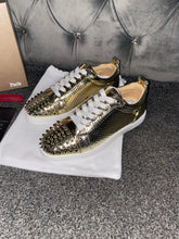 Load image into Gallery viewer, Gold Metallic Studded Trainers