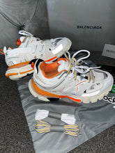 Load image into Gallery viewer, White & Orange Track Trainers