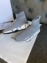 Load image into Gallery viewer, Grey & White Sock Trainers