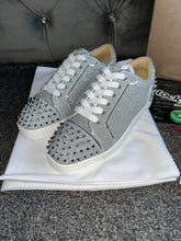 Load image into Gallery viewer, Silver Glittery Studded Trainers