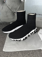 Load image into Gallery viewer, Black Writing Sock Trainers