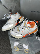 Load image into Gallery viewer, White & Orange Track Trainers