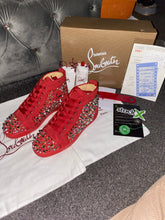 Load image into Gallery viewer, Red Suede Studded Trainers