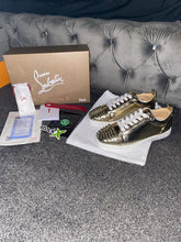 Load image into Gallery viewer, Gold Metallic Studded Trainers