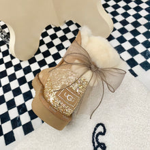 Load image into Gallery viewer, Glittery Bow Ugg Boots