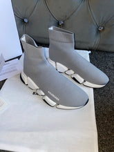 Load image into Gallery viewer, Grey & White Sock Trainers