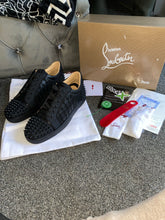 Load image into Gallery viewer, Black Patterned Studded Trainers