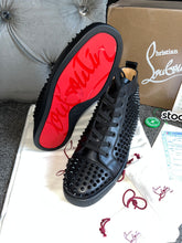 Load image into Gallery viewer, Black Leather Studded High Trainers
