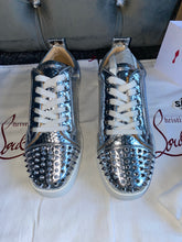 Load image into Gallery viewer, Silver Metallic Studded Trainers