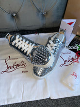 Load image into Gallery viewer, Silver Metallic Studded Trainers