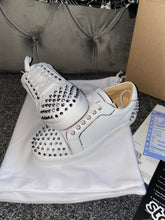 Load image into Gallery viewer, White Leather Studded Trainers