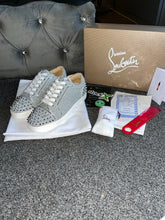 Load image into Gallery viewer, Silver Glittery Studded Trainers