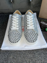 Load image into Gallery viewer, Silver Glittery Studded Trainers