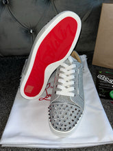 Load image into Gallery viewer, Silver Glittery Studded Trainers