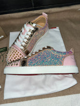 Load image into Gallery viewer, Pink Sparkly Red Bottom Trainers
