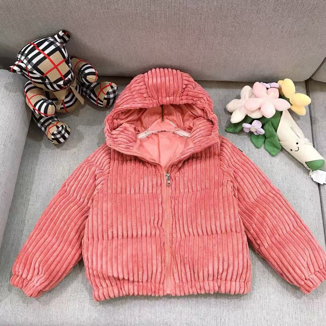 Coral Fluffy Kids Coat