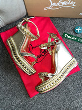 Load image into Gallery viewer, Gold Wedge Heels
