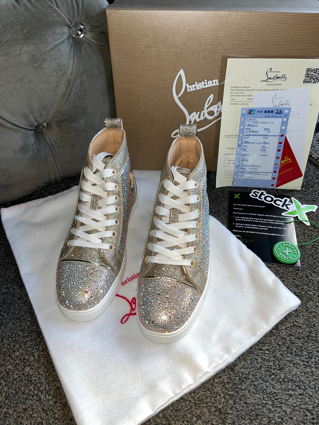 Pink/Silver High Diamond Trainers