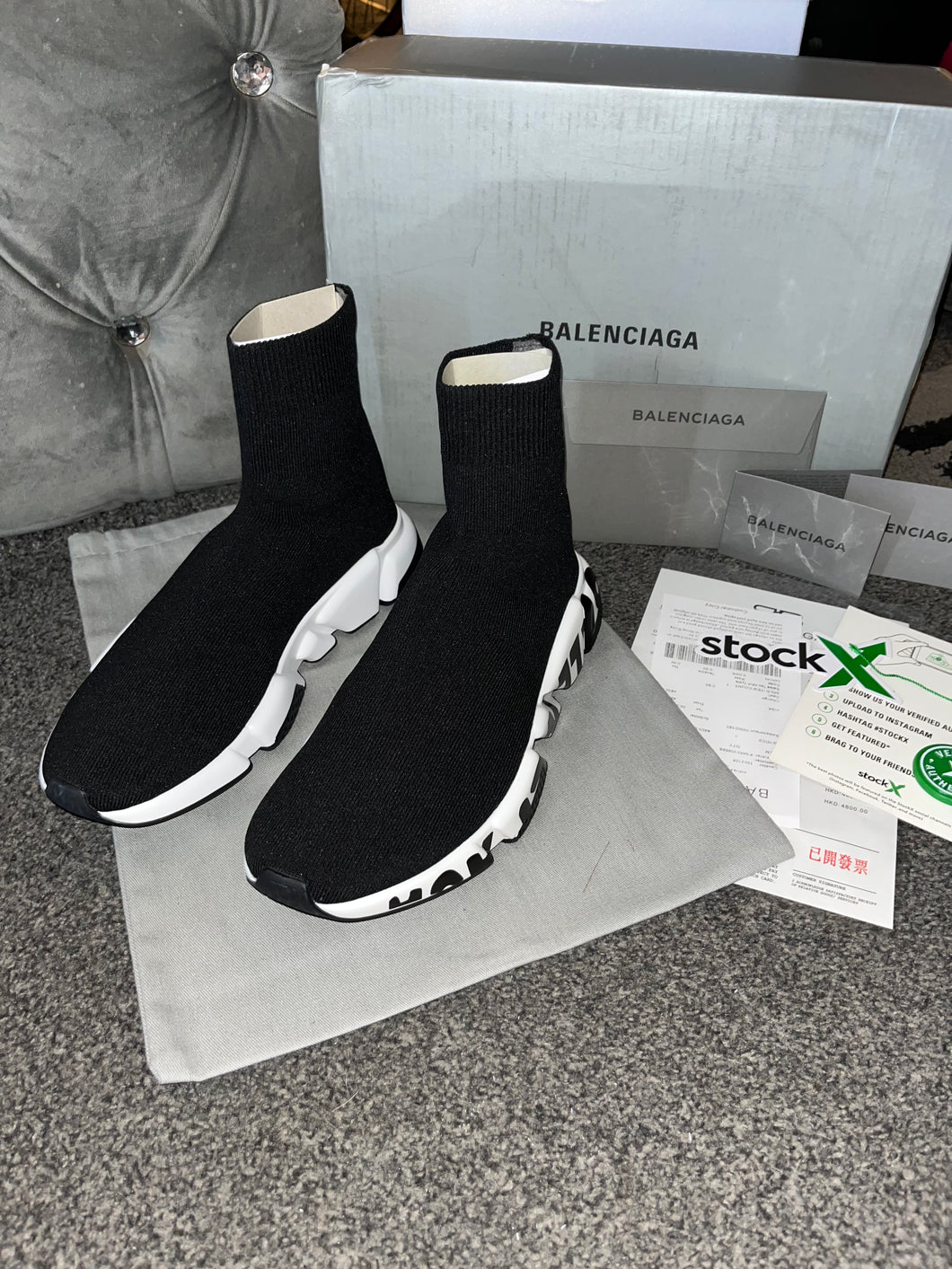 Black Writing Sock Trainers