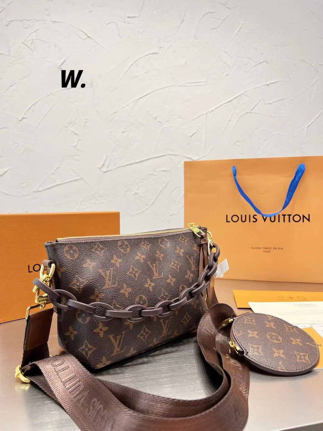 Chain Shoulder Brown Bag