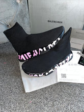 Load image into Gallery viewer, Pink Writing Sock Trainers
