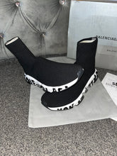Load image into Gallery viewer, Black Writing Sock Trainers
