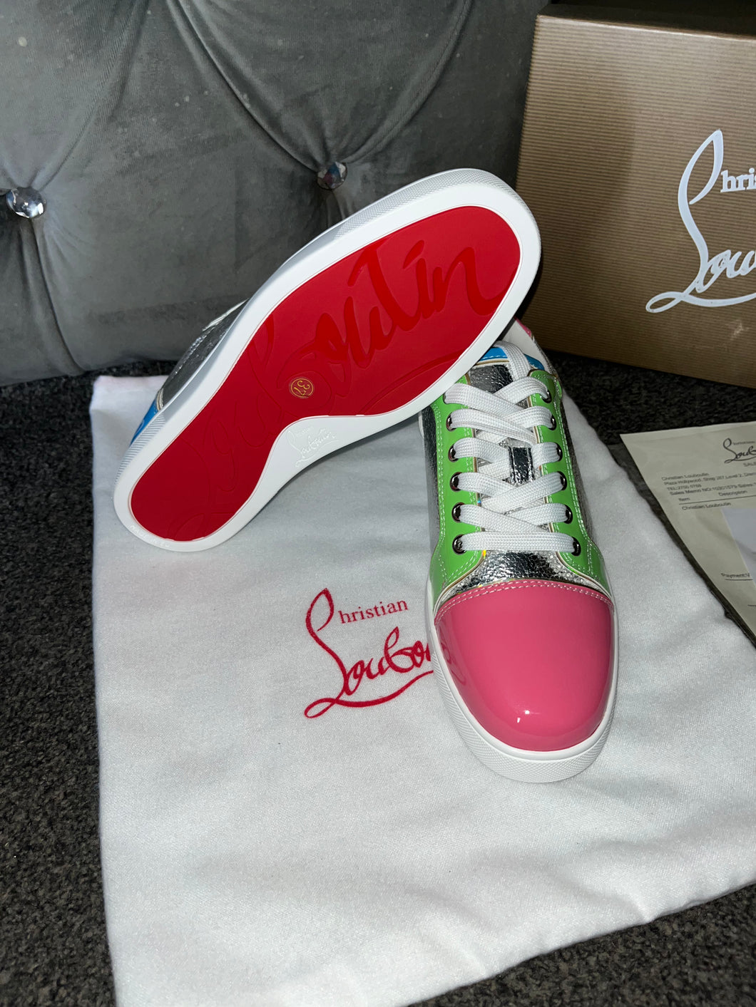 Colourful Red Bottomed Trainers