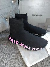 Load image into Gallery viewer, Pink Writing Sock Trainers
